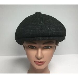 Newsboy Hat Winter Cap‎ Insulated Cotton Blend Dark Gray with Ear Flaps size 60